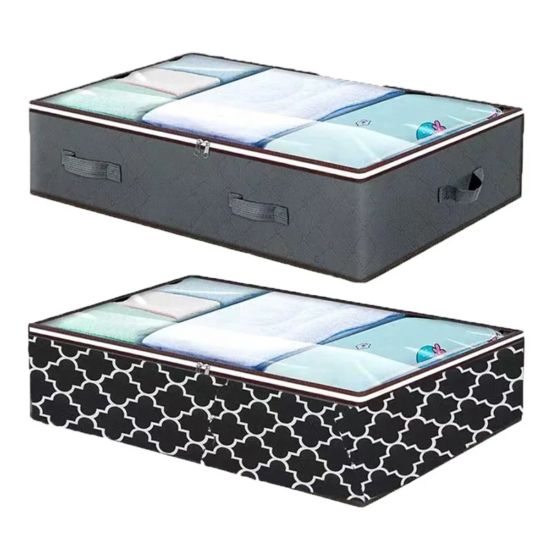 

Органайзер для хранения под кровать, толстая тканевая сумка с усиленной ручкой и прозрачным окошком, вместительная Складная подстилка
