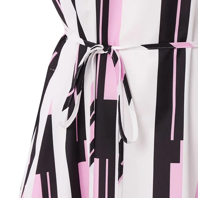 Vestido de Verão Casual sem Mangas Rendas até Vestidos Plissado Robe Verão Boêmio Feminino Impresso Midi Zanzea Vintage Listrado Kaftan 10 Online shopping