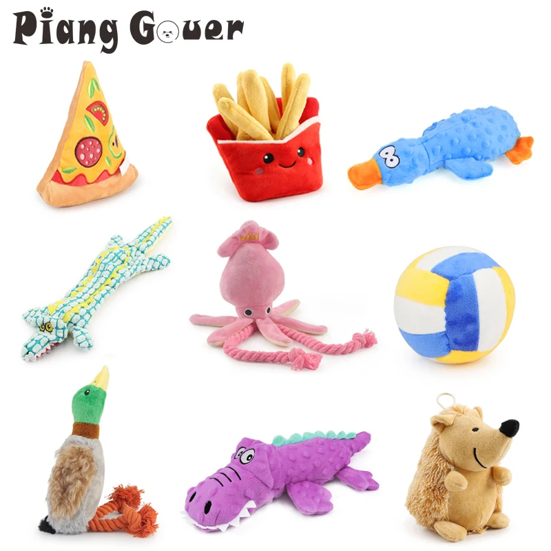 Plush Squid Dog Toy Crab Chew Puppy Press Sound Squeak Soft Pet Toy Various