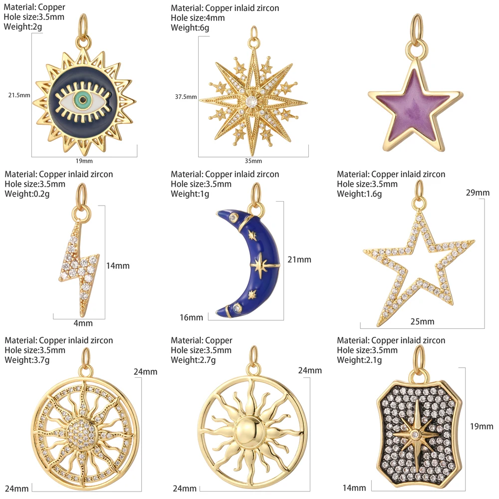 Enamel Charms Bohemian Star Sun Moon For Jewelry Making Diy Earrings Necklace Bracelet