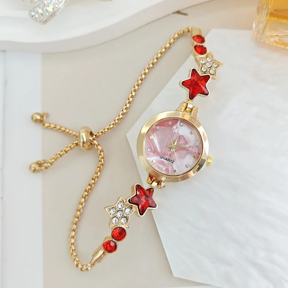 Elegant Rhinestone Star Chain Quartz Bracelet Watch