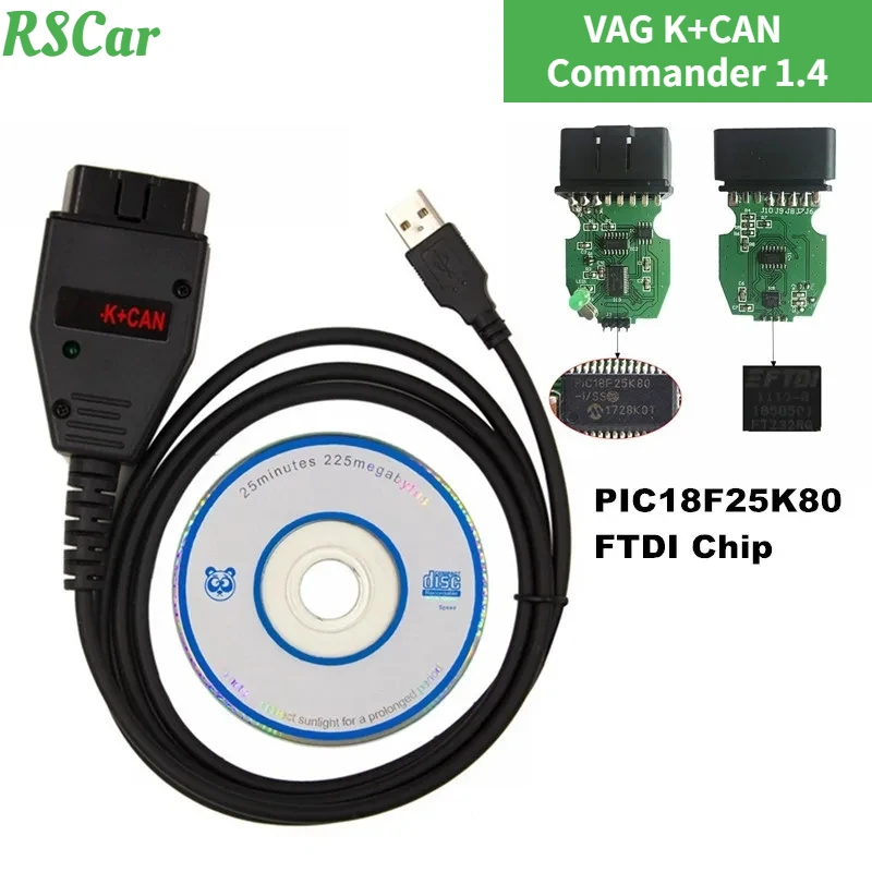Nuovo Vag K Can Commander 1.4 Ftdi Muslimk + Can 1 4 Obd2 Auto Car Diagnostic Tools Interfaccia Com K-Line Cable Per Vw/Audi