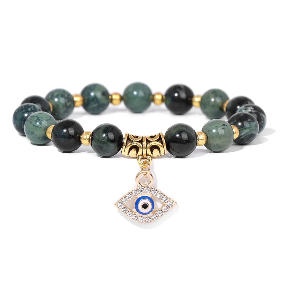 Blaue Sodalith Stein Perlen Armband Mode türkischen bösen Blick Charme Armreif Armband Glück Heilung Vermittlung Freundschaft Schmuck – Detail 2