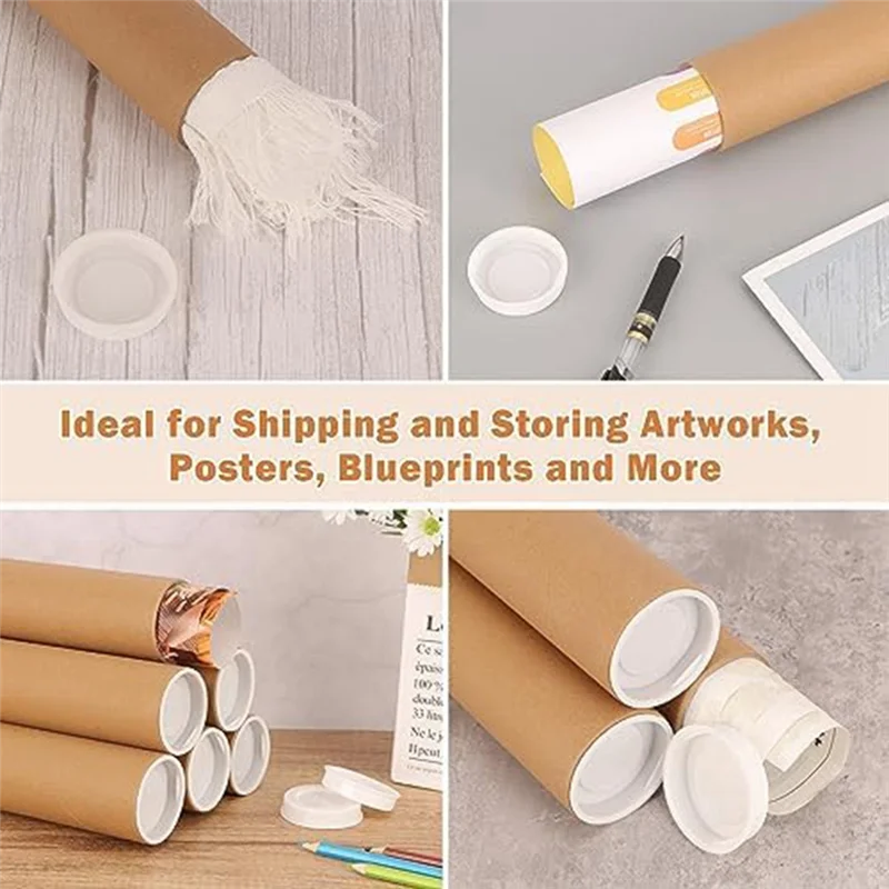 12PCS 메일링 튜브 2X12 인치 골판지 메일러 튜브 포스터 튜브 포장 포스터 메일링 용 캡 포함