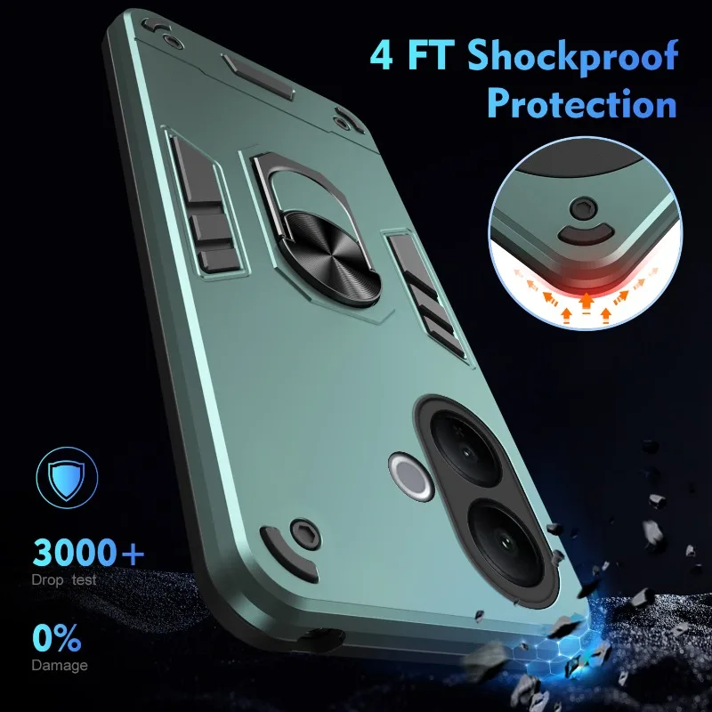 Armor Shockproof Magnetic Stand Phone Case with Silicone and PC Bracket