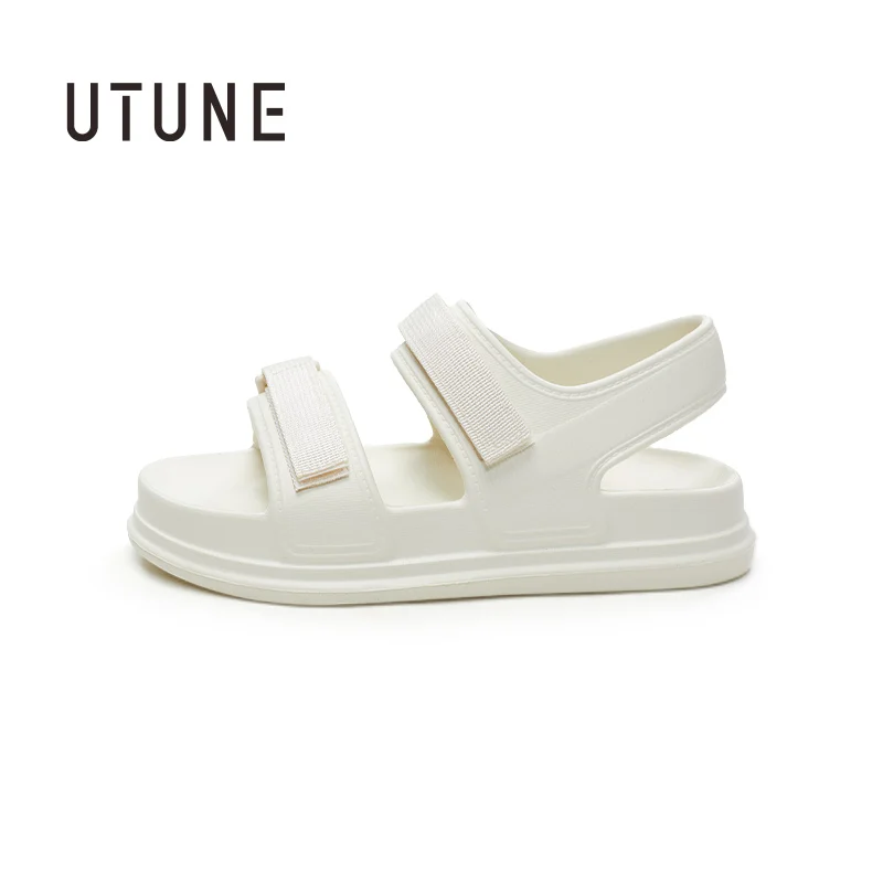 

UTUNE Women's Patch Sandals Summer High-heeled Platform Shoes Beach Outside EVA Slides Soft Thick Sole Non-slip Indoor Slippers