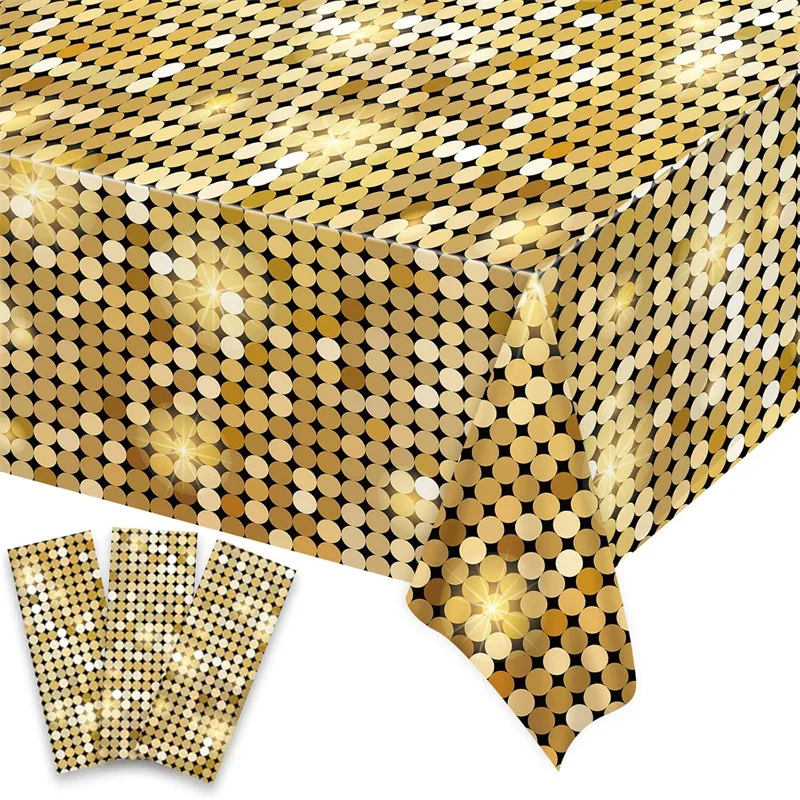 Disco birthday party supplies Tablecloth Las Vegas theme decorated sequin pe tablecloth size 137*274cm