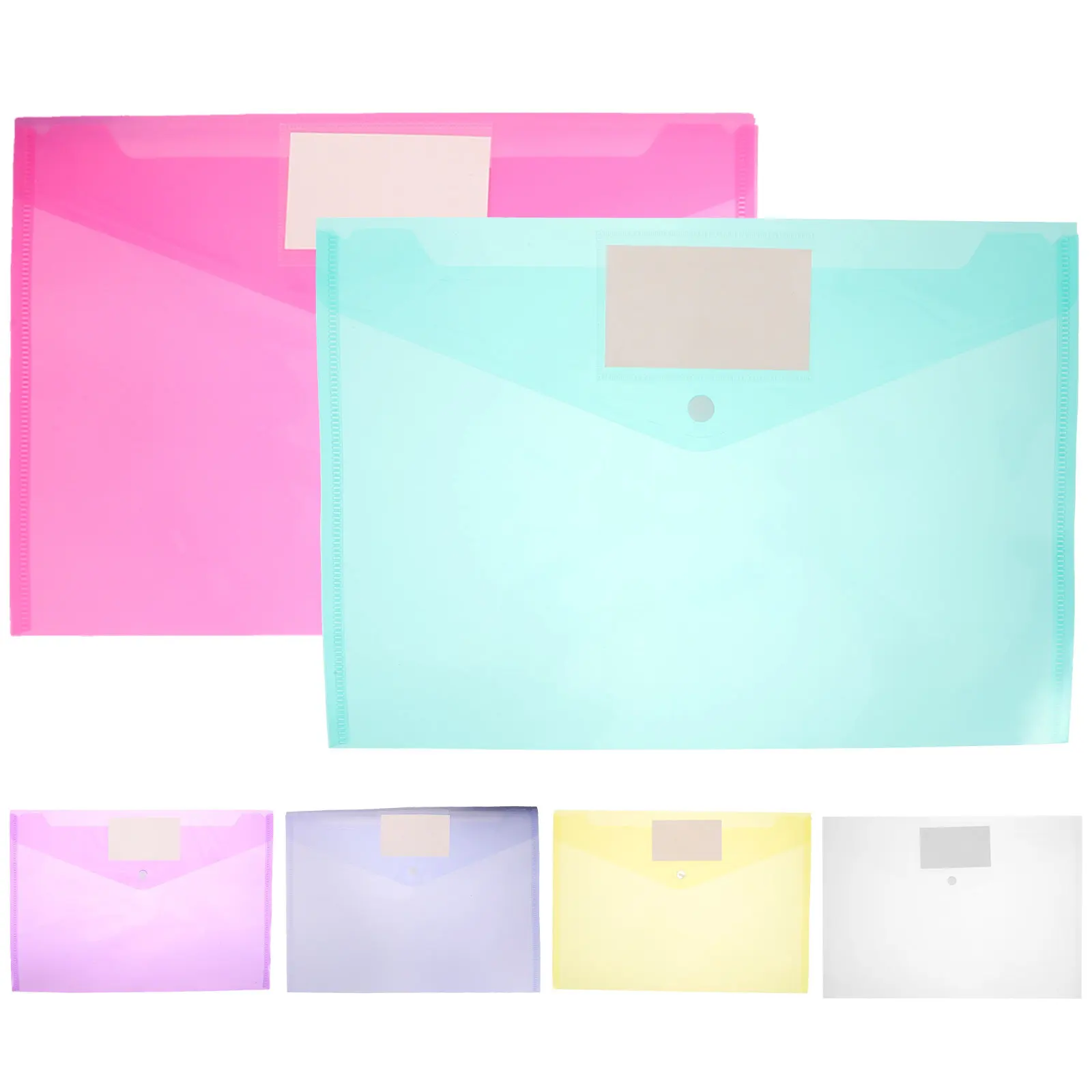 6Pcs 투명 PP 문서 가방 스냅 버튼 클로저 파일 폴더 영수증 쿠폰 티켓 상품권 수표 체크 빌 비즈니스