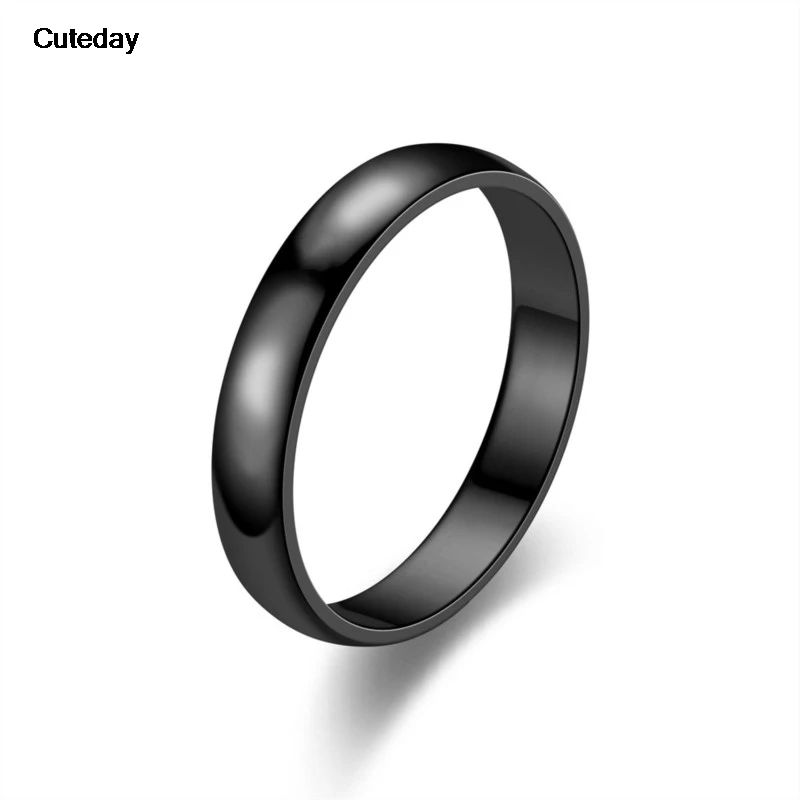2023 New Fashion Simple Smooth Stainless Steel Ring for Women and Men Classic Gold Color Couple Rings Wedding Engagement Jewelry 4