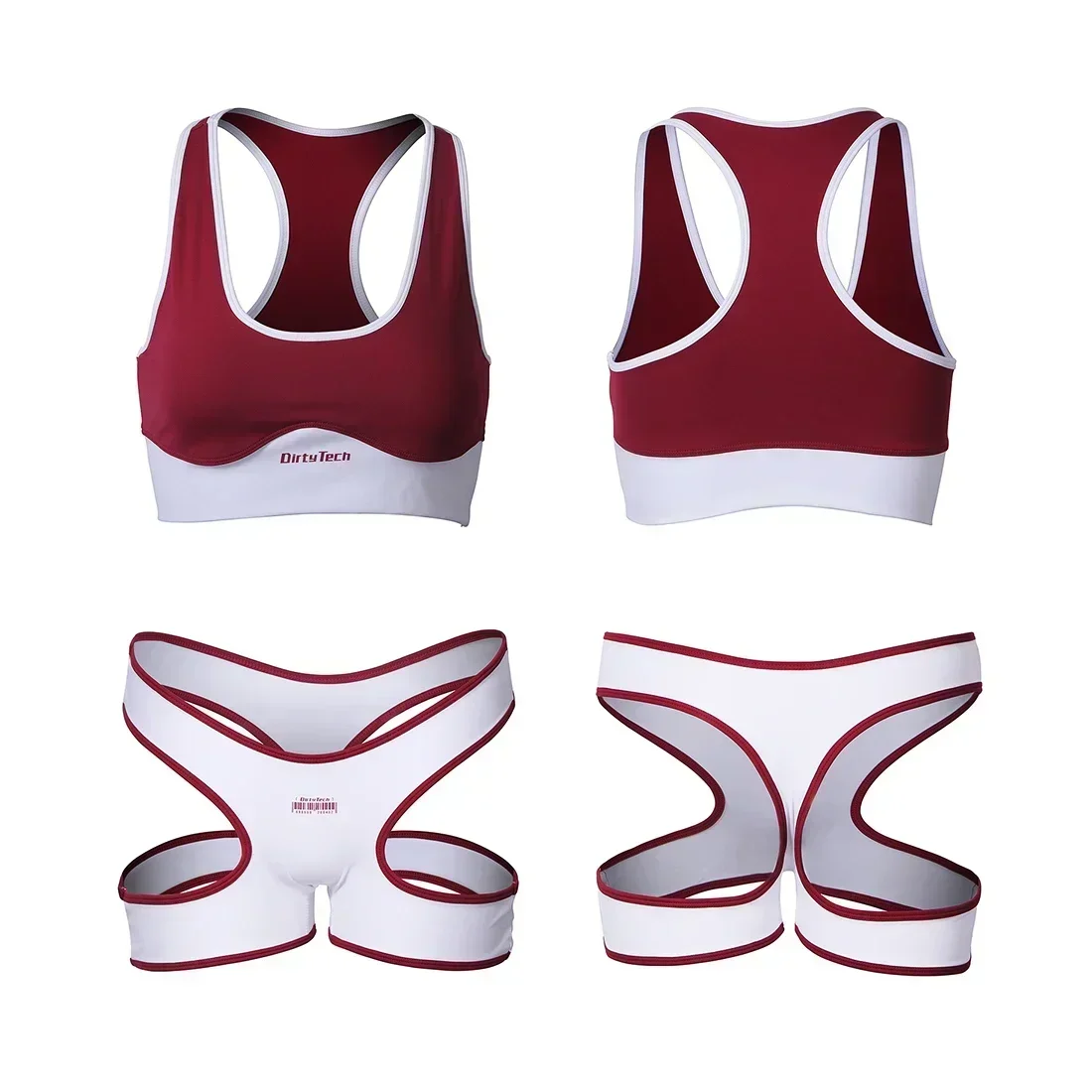 Japanese Red and White Super Short Gymnastic Suit Sports Suspender Vest Hip Lifting Hollow Sexy Shorts Anime Cosplay