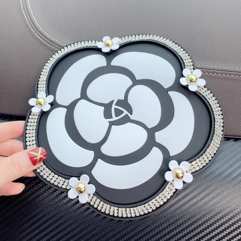 

Diamond Inlaid Camellia Flower Anti Slip Mat Center Console Decoration Mobile Phone Car Storage Mat Car Anti Slip Mat Large Size