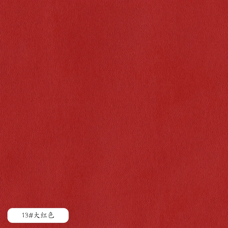 Premium Nappa Pattern Leather Fabric PVC - Smooth Black Red, 1.6m Width for Upholstery, Decoration, and DIY Sewing Projects