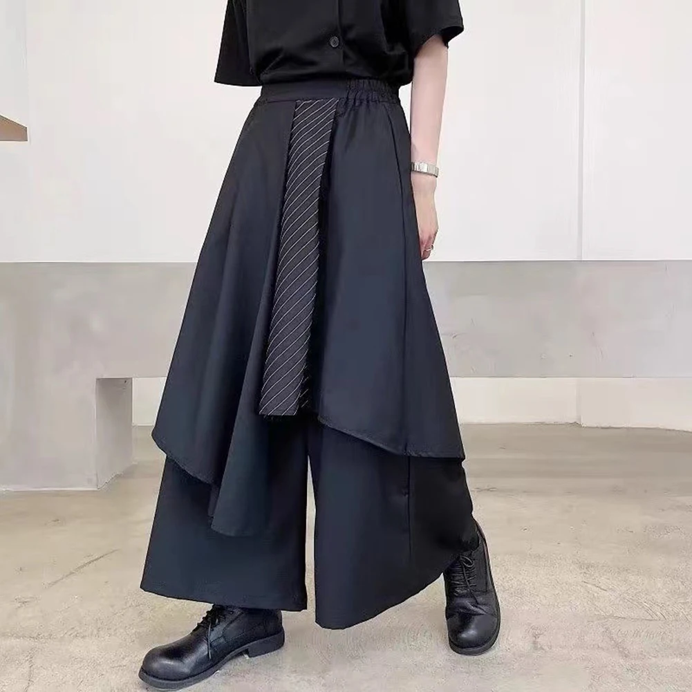 

Fashion Mens Elastic Waist Wide Leg Cargo Pants Casual Loose Multi-pocket Long Trousers Comfortable Cuasal Pants