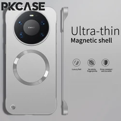 PKCASE Metal Magnetic Frameless Shockproof Wireless Charging Case for HUAWEI Pura 90 Pro Max (Silver)