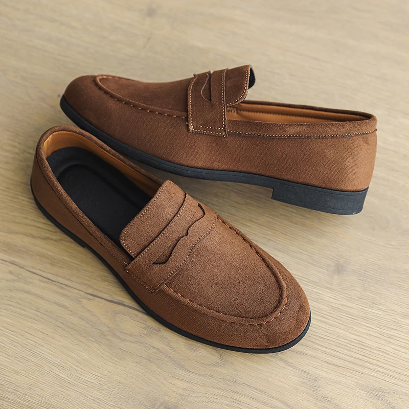 Men's Soft Suede Leather Classic Penny Loafers Premium Lifestyle Showcase