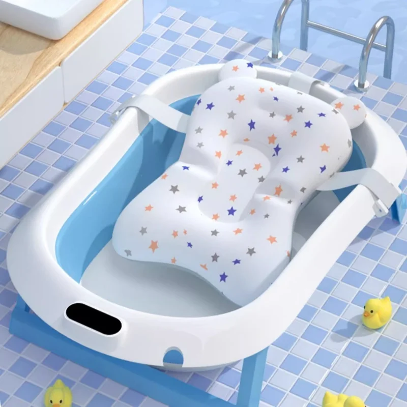 Baby Bath Seat Support Mat Infant Anti-Slip Soft Comfort Body Cushion Foldable Baby Bath Tub Pad Chair Newborn Bathtub Pillow