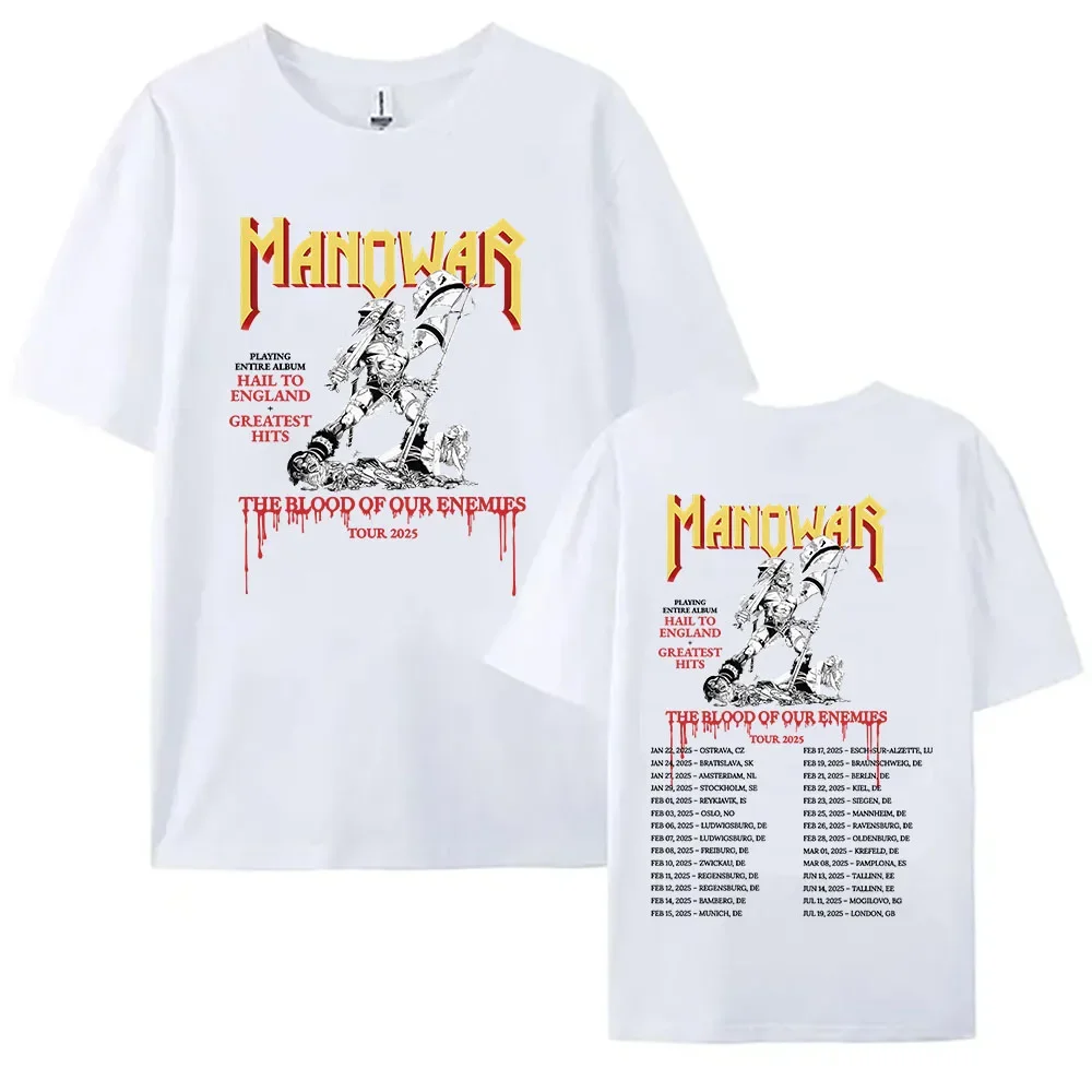 Manowar Hip Hop Band Print Tshirts The Blood Our Enemies Tour 2025 Tees Short Sleeve Cotton T-shirt Women Clothes Graphic Shirt 6