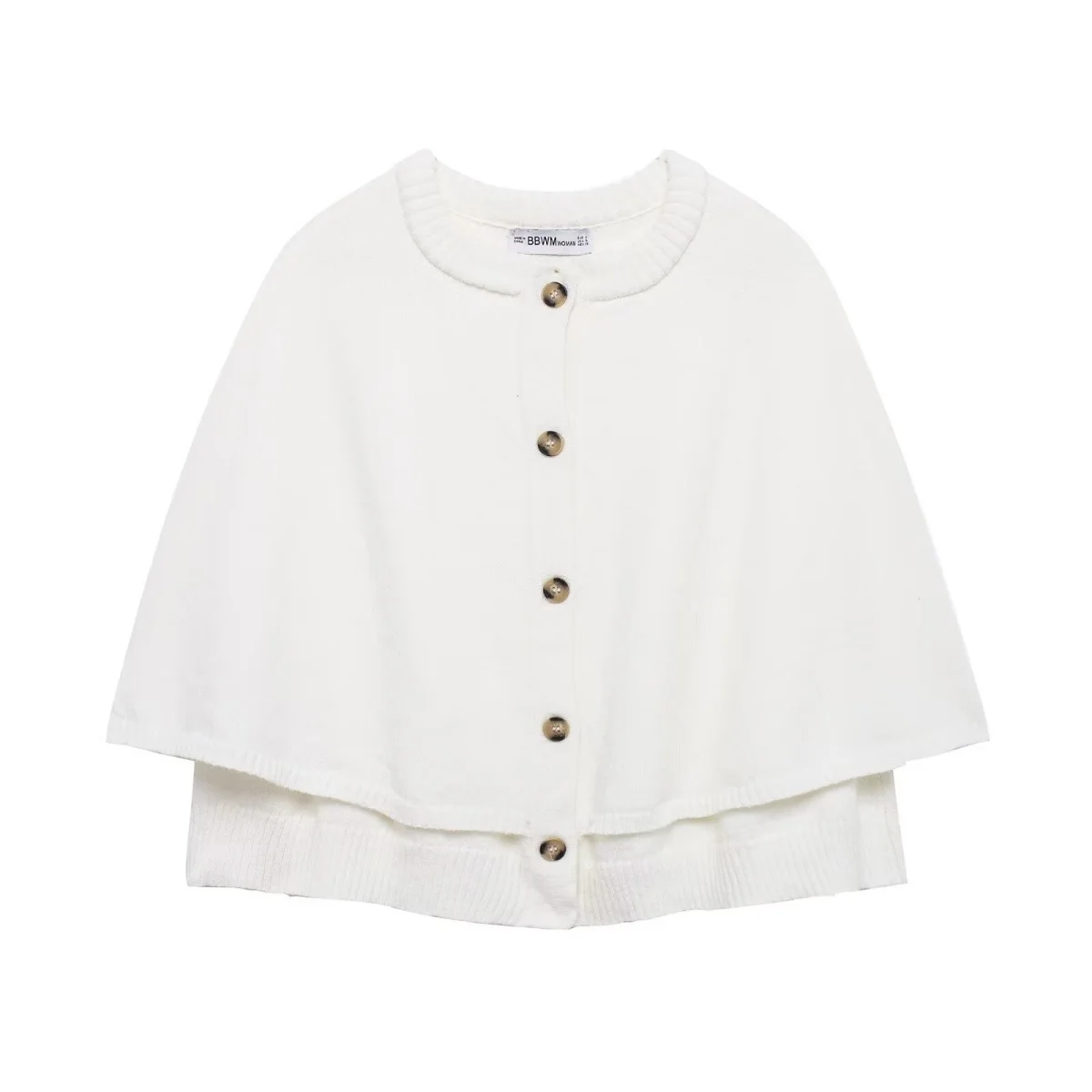 Women Autumn Streetwear O-Neck Breasted Solid Color Knitted Shawl Sweater Jacket Female Chic Cape Design Leisure Coats Chic Tops