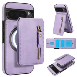 Magnetic Leather Wallet Phone Case with Detachable Card Slot Cover - Google Pixel10 ProXL (Purple)