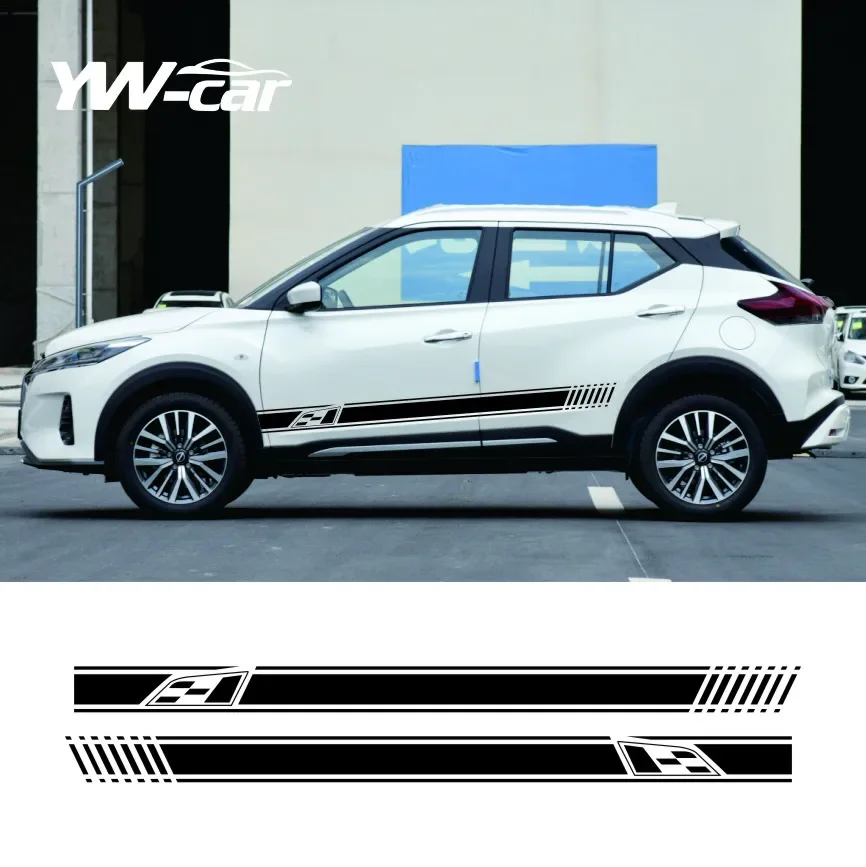 

2 шт. наклейки на боковую дверь автомобиля для Nissan Kicks длинные полосы графическая виниловая пленка наклейки аксессуары для тюнинга автомобиля