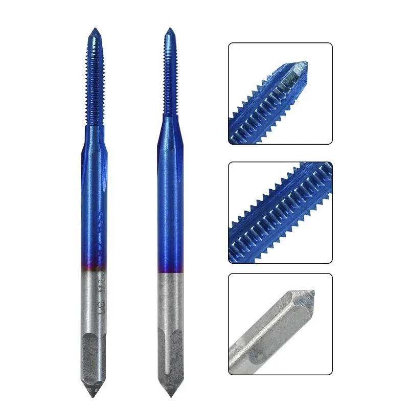 Thread Tap Set 10Pcs M1 M1.2 M1.4 M1.6 M1.7 M1.8 M2 M2.5 M3 M3.5 HSS Metric Plug Tap with Wrench Nano Blue Coated Machine screw tap tap and die set hand tap tool set screw tap set hand tap tool