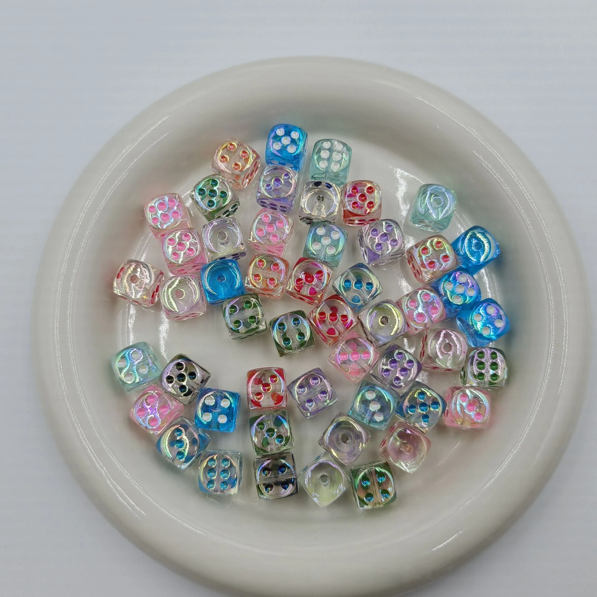 14MM 컬러 도금 사각형 아크릴 루즈 비즈 구멍있는 DIY 키체인 장식 재료 쥬얼리 액세서리