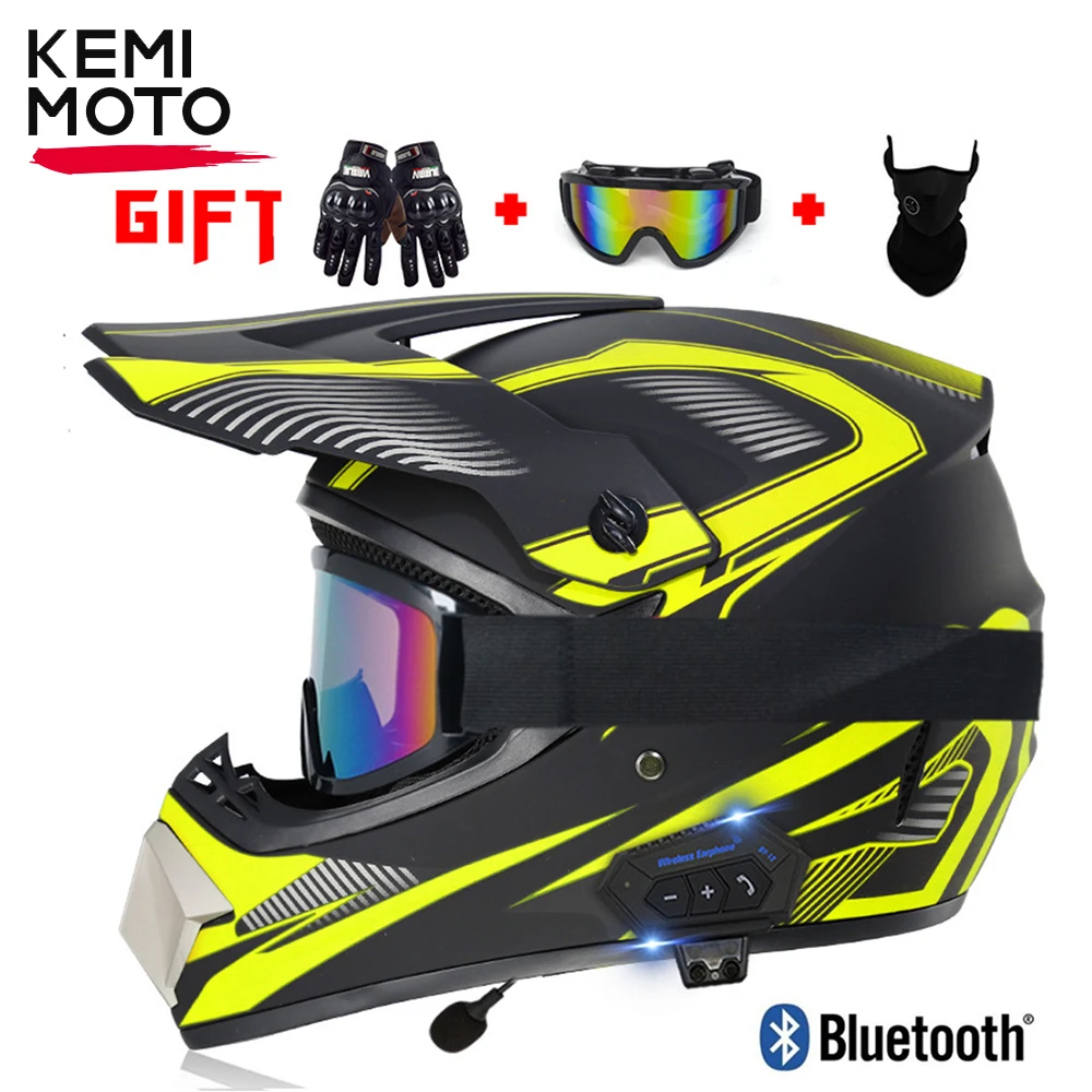 Casco de motocicleta con Bluetooth para hombre, protector de cabeza con  certificación DOT para Motocross, todoterreno, bicicleta de cross, ATV,  transpirable, de seguridad, suave - AliExpress