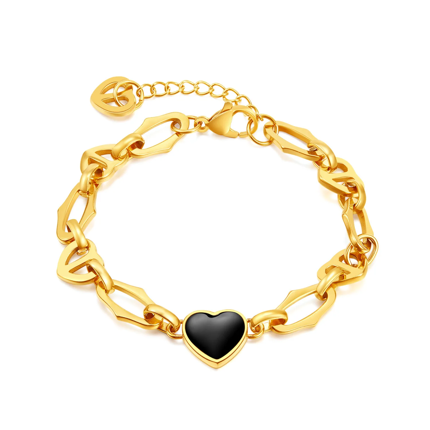 

STB11 Shell Heart Charm Bracelets For Women 18K Gold Plated Stainless Steel Chain Link Bracelet