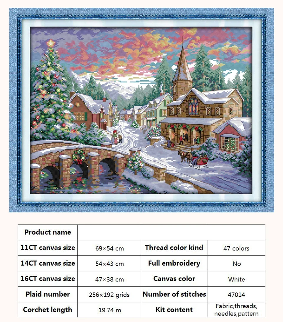 Snowscape Snowy Night Christmas Patterns Cross Stitch Embroidery Kit