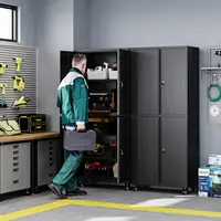 Metal Garage Storage Cabinet with Wheels,Steel Tool Rolling Cabinets with Lock Door and Adjustable Shelves fro Home 2