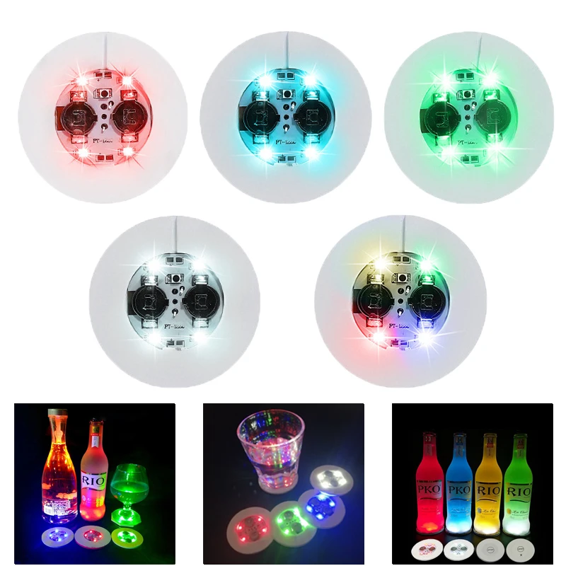 7 Farben LED Untersetzer Wein Schnaps flaschen leuchtende Tasse Aufkleber  batterie betriebene Atmosphäre leuchten für das Trinken Bar Club Party -  AliExpress