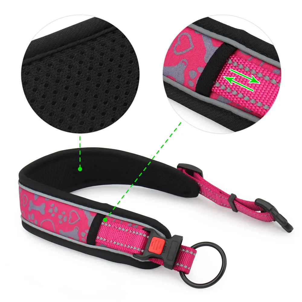 Comfortable Reflective Adjustable Dog Collar - Soft, Durable, and Thickened for Medium to Large Dogs