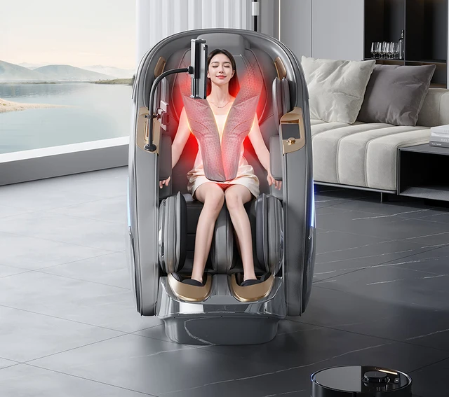 Modern Luxury Full Body Leather Electric Massage Chair with 3D Zero Gravity Foldable Airbags & Spa Cushion for Foot Application