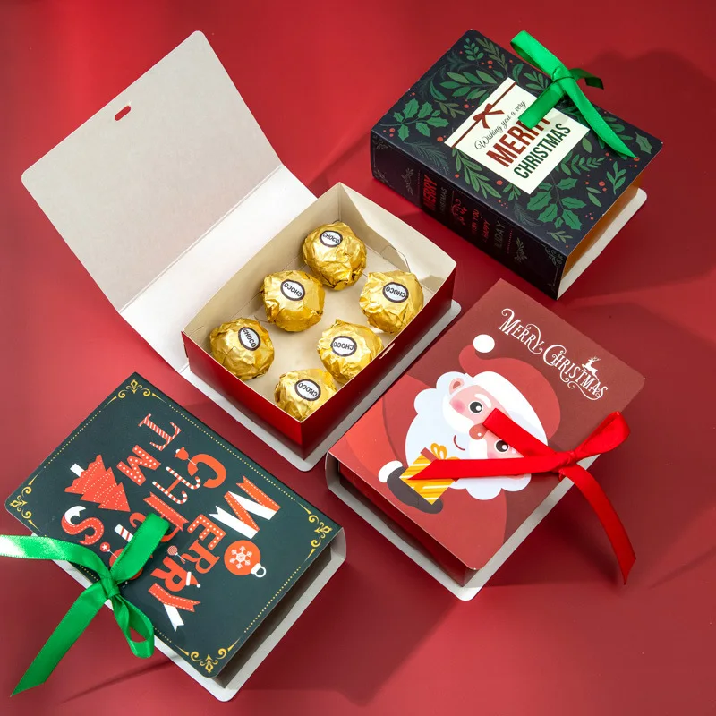 

5PCS Book Shape Merry Christmas Candy Boxes Christmas Santa Claus Gift Box Navidad Natal Noel Party Decoration Supplies