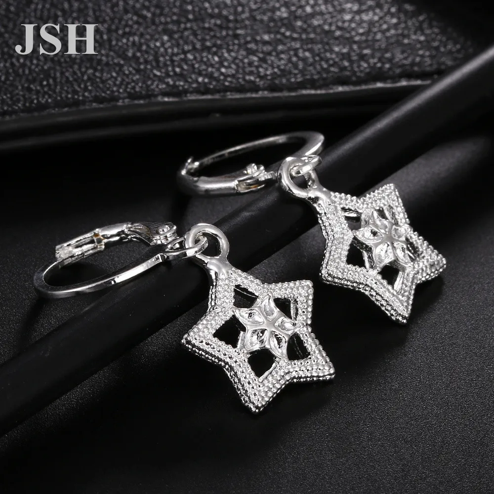 

wholesale , For Lady women silver color earrings star charms wedding hook Bohemia fashion classic jewelry Nice