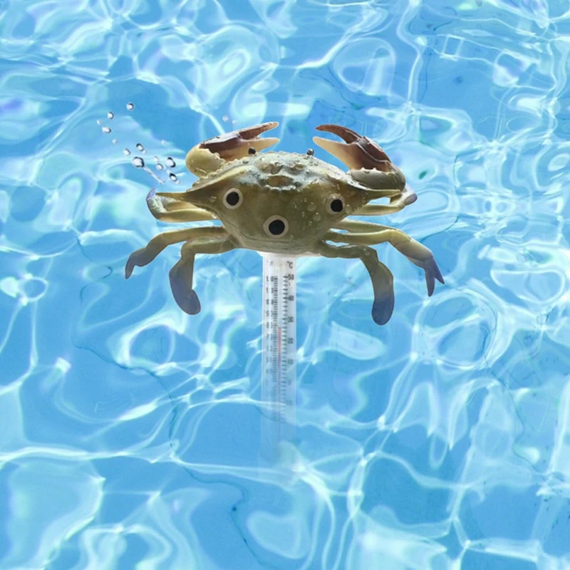 ABXE-Pool Thermometer Floating Easy Read Large Size Pool Thermometer Ocean Animal Shaped Thermometer(Crab)