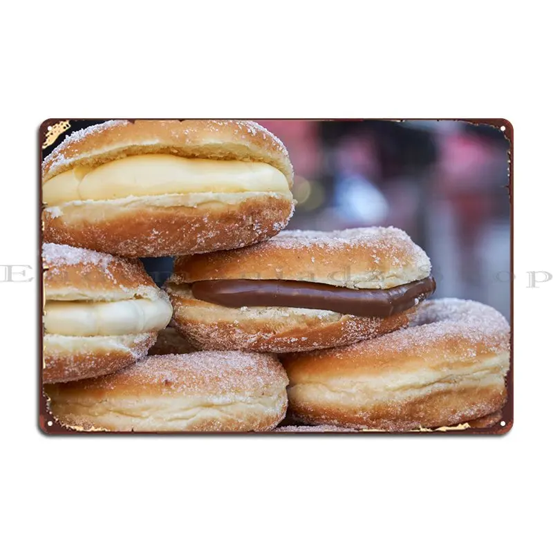 thumbnail image 1 of Letrero de metal con forma de donut de crema y chocolate, para pared de garaje, cocina, cartel de hojalata personalizado para cine, 1 of 4