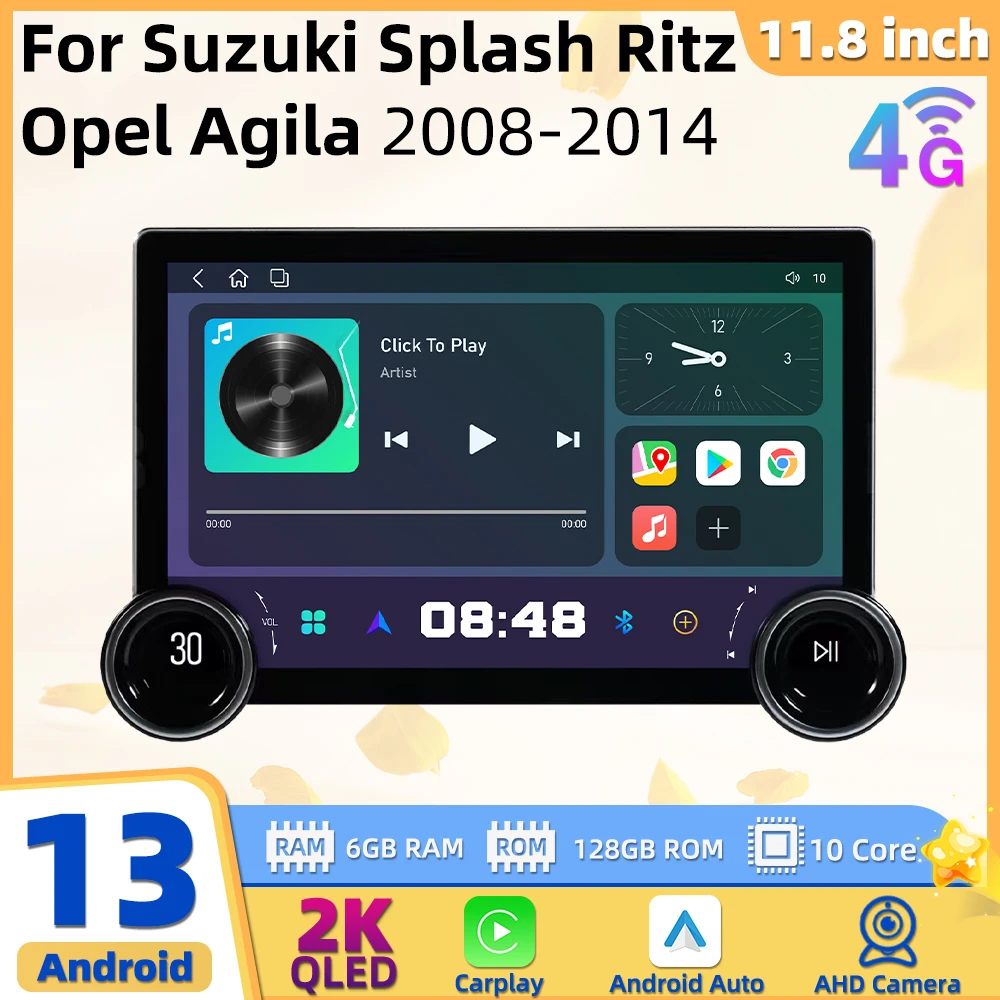 

Автомагнитола 2 Din, 11,8 дюйма, Android, для Suzuki Splash Ritz Opel Agila 2008-2014, экран дюйма, навигация, мультимедиа Carplay 4G 2K