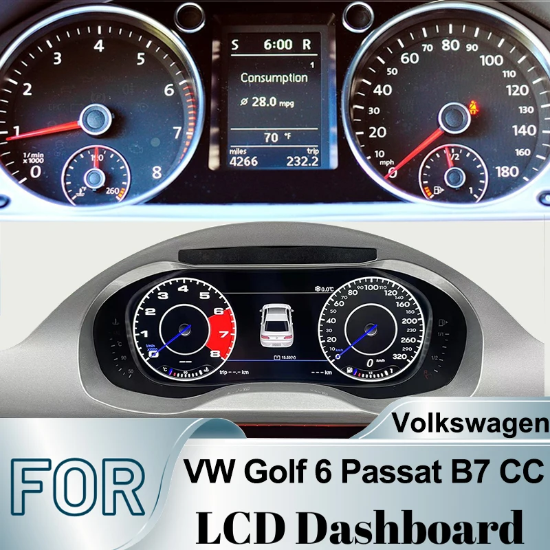 For Volkswagen VW Golf 6 Passat B6 B7 CC Scirocc Digital Dashboard Panel  Virtual Instrument Cluster CockPit LCD Speedometer