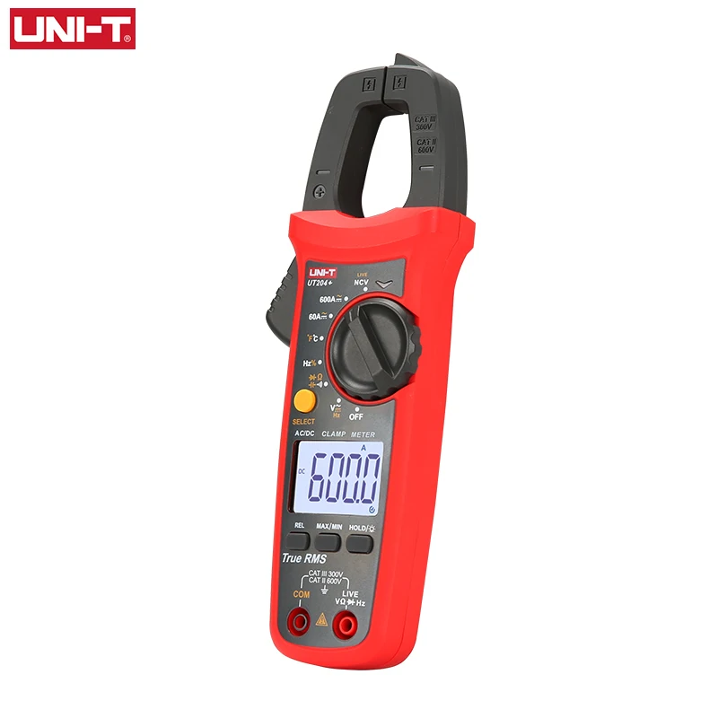 UNI T AC 전류 클램프 미터 UT204 + UT202A + 600A, 전문 디지털 전류계 플라이어 트루 RMS 전기 테스터 NCV 자동 범위