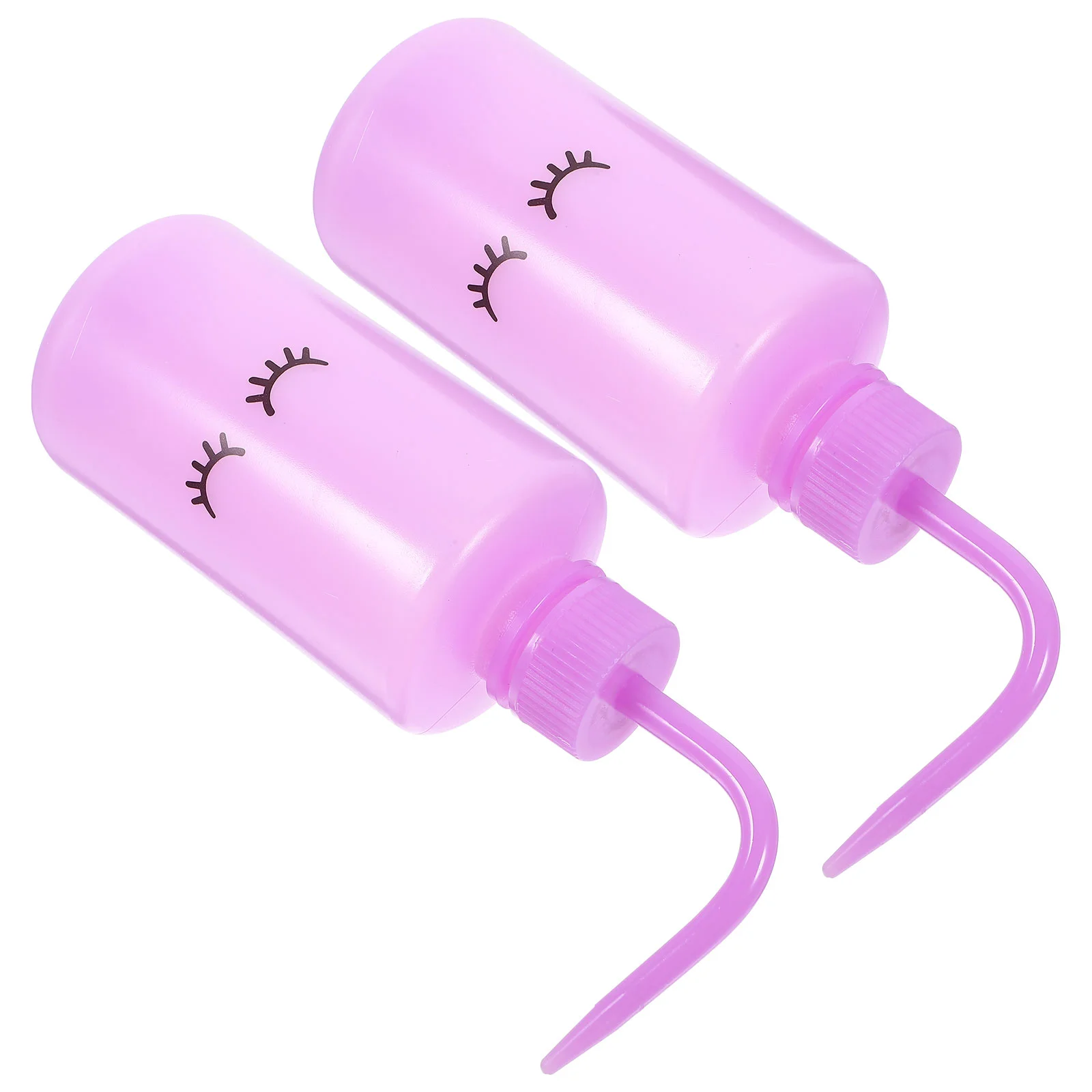 

2 Pcs Eyelash Cleaning Bottle Plastic Water Bottles Washing Squeeze Curved Mouth Pot Pe Squeezer