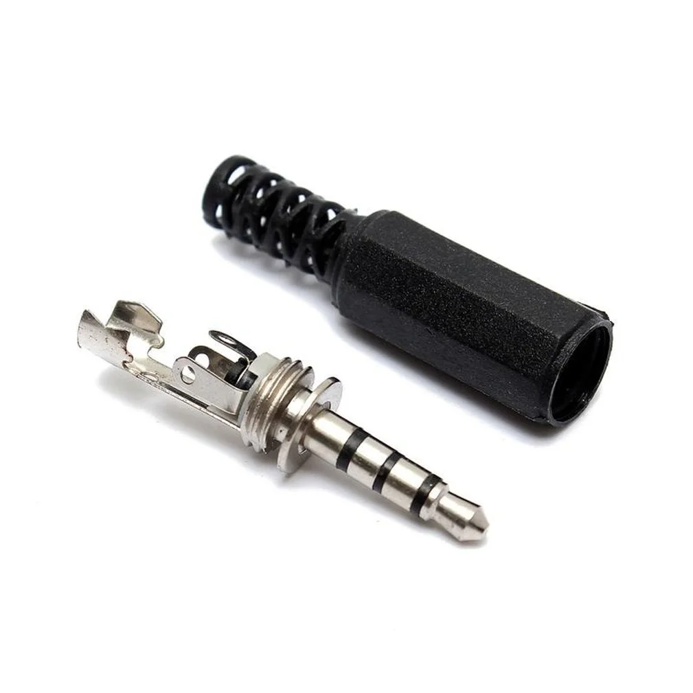 Enchufe de soldadura de 4 polos, conector Adaptador de Audio DIY, Terminal de soldadura, cubierta de plástico, Conector de reparación de mango, 3,5mm