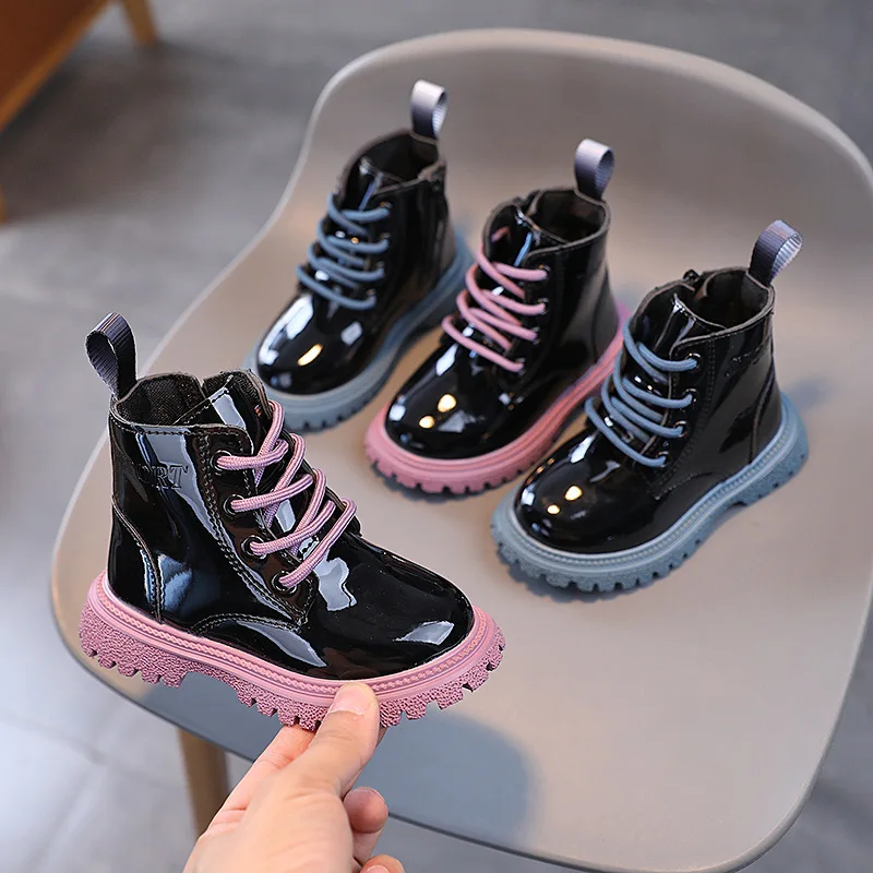 Children Boots Children's Boots Boys Girls Single Boots England Style Kids Fashion Shiny Small Short