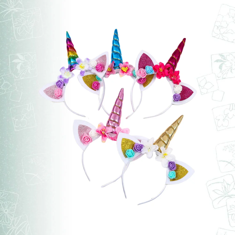 5 Pcs Hair Band Accessories for Kids Flower Headwrap Halloween Headband Bow Headdress Unicorn Hoops Child 2
