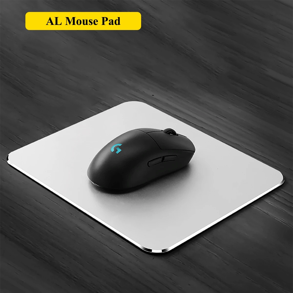 

Metal Mouse Pad Hard Mousepad for Bed Sofa Office Aluminium Alloy Durable Washable Smooth Surface Edge Mouse Mat Black Silver
