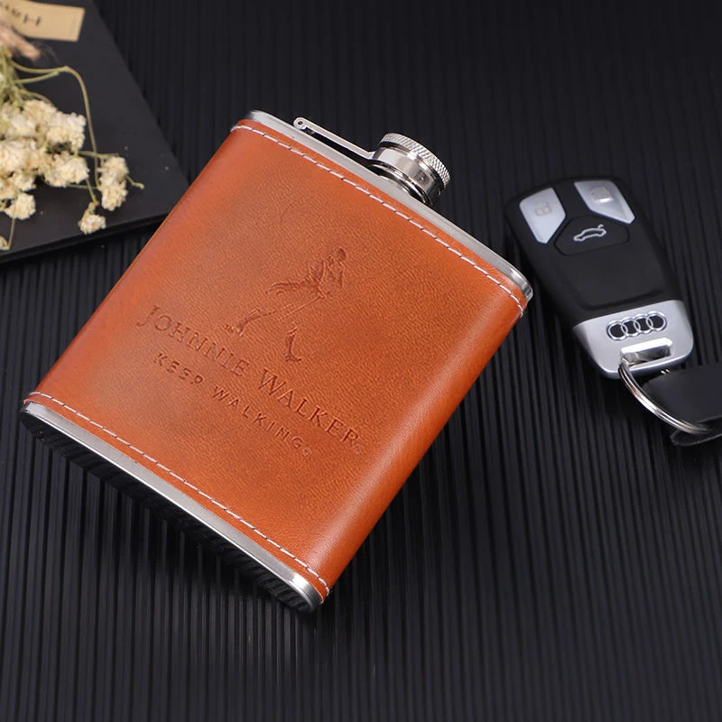 thumbnail image 2 of 12-Pack Leather-Wrapped Stainless Steel Hip Flasks - 8 Oz Capacity With Funnel, Perfect For Whiskey, Gifts & Outdoor Adventures 2 of 12
