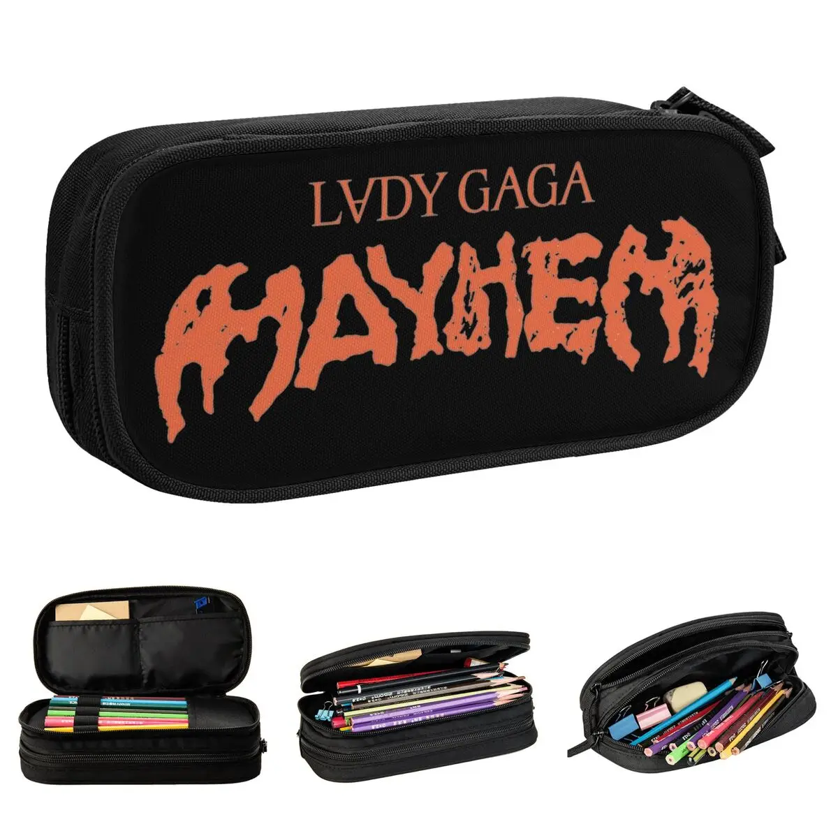 Lady Gaga Mayhem Album Pencil Case Creative Pen Box Bag Student Large Storage School Supplies Gifts Pencil Pouch