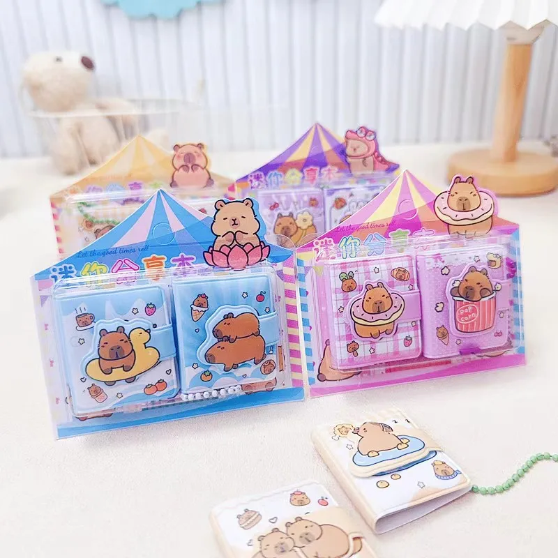 4 styles Capybara Anime Mini Notebook Set Cartoon Portable Hand Account Book Kids School Stationery Birthday Gif
