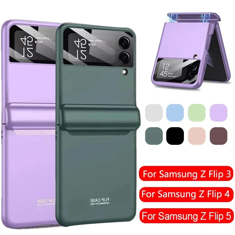 Flip4 Flip5 Magnetic Case For Samsung Galaxy Z Flip 5 4 3 5G Full Protection Hinge Luxury Cover Shell Camera Glass on Z Flip 3 4
