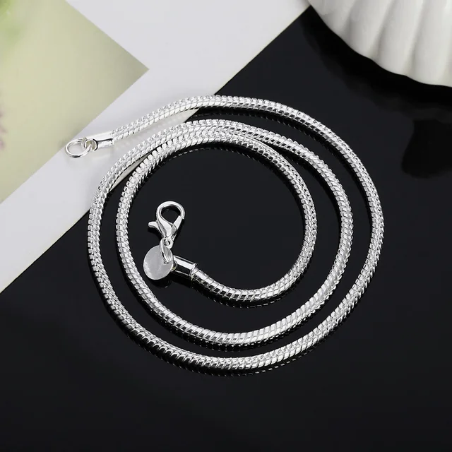 925 Sterling Silver Snake Chain Necklace 1/2/3mm Pure Silver Jewelry for Fashion Accessories
